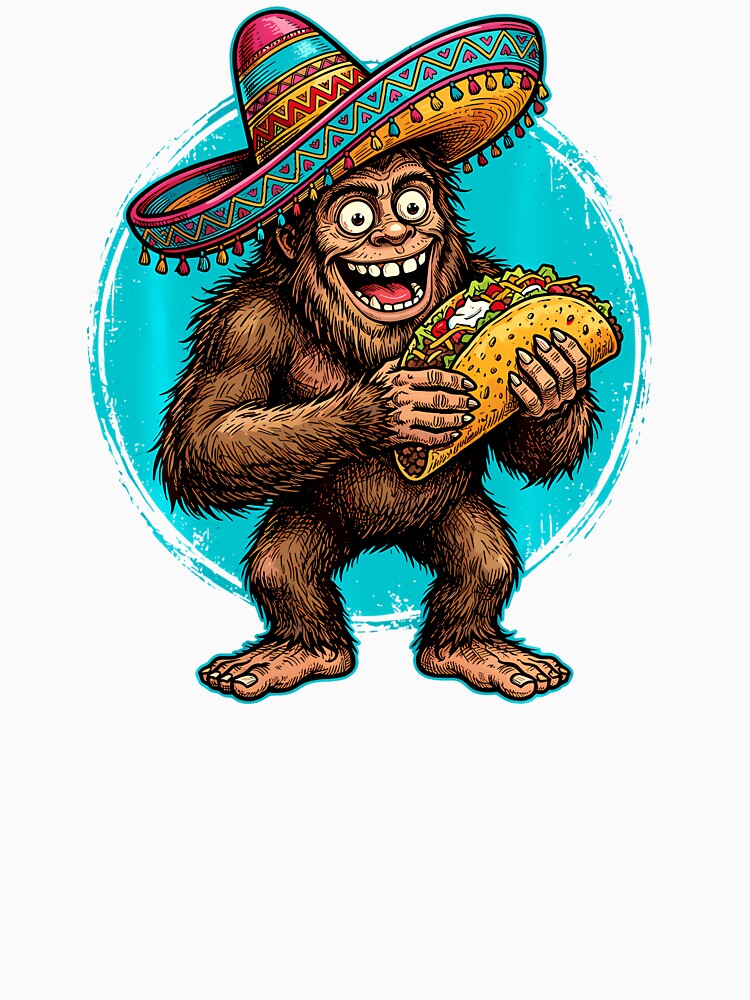 Bigfoot Taco Sombrero Fiesta by irifine Unisex , , , Long Sleeve Tee