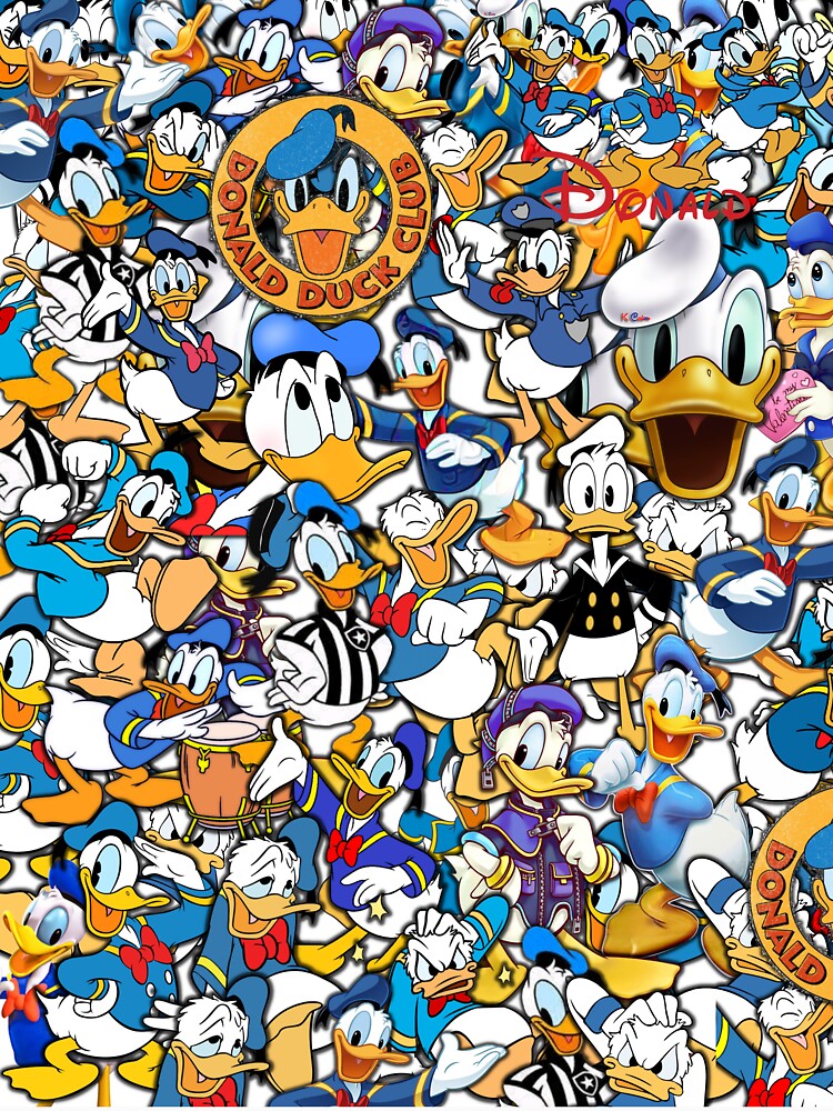 Donald Duck Kids Classic Funny Cartoon Ultimate Super Fine HD Collage by creativille Unisex , , , Long Sleeve Tee