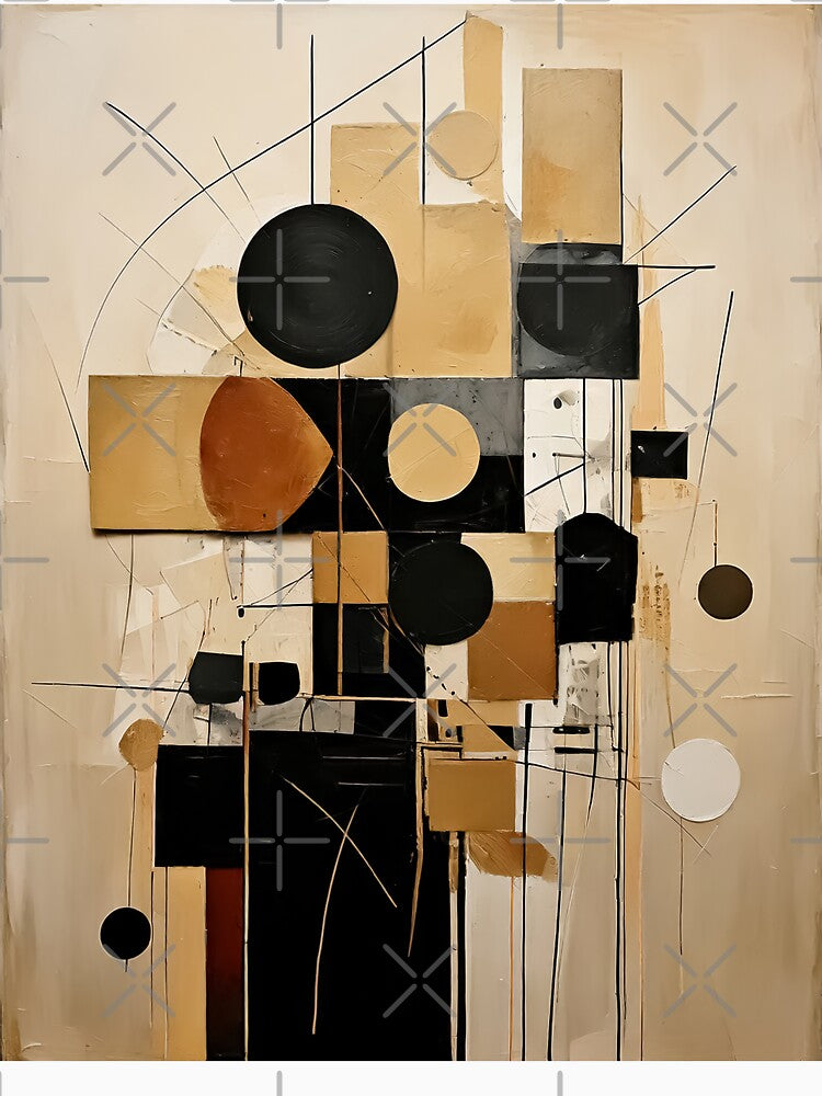Mid Century Modern Painting - Geometric Earth Tones - Retro Shapes Browns & tan - MCM by CattlettArt