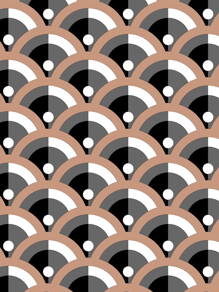 Tan Gray Black White Scallop Polka Dot Pattern Pairs DE 2022 Popular Color Chinook Salmon DET456 by ColorOfTheYears