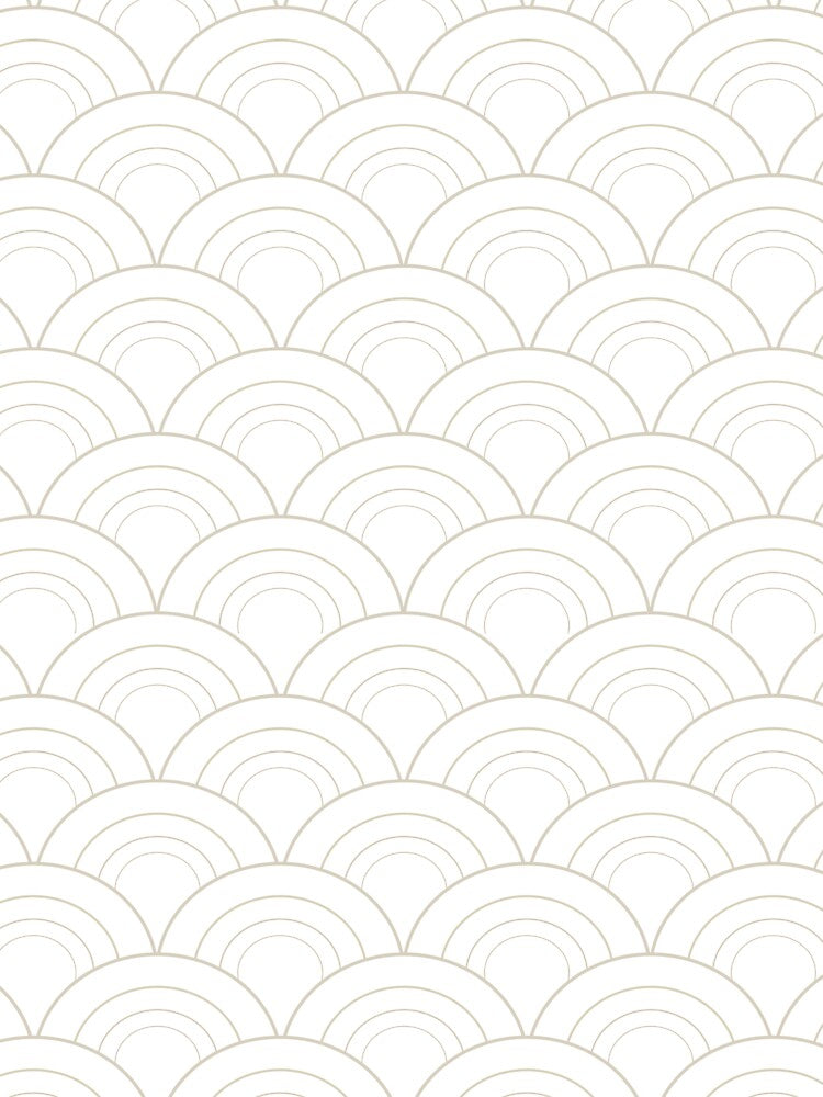 Tan and White Simple Scallop Curve Pattern Pairs DE 2022 Popular Color Doric White DET641 by ColorOfTheYears