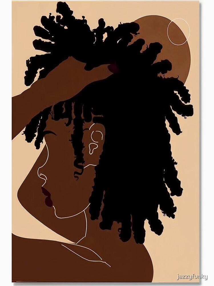 Minimalist Black Woman Silhouette Wall Art – Afro Portrait Canvas Print by jazzyfunky