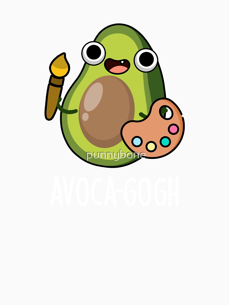 Avoca-gogh Funny Avocado Artist Pun (Dark BG) by punnybone Unisex , , , Long Sleeve Tee