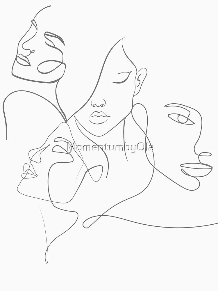 Abstract Line Art Faces – Minimalist Continuous Line Portrait by MomentumbyOla