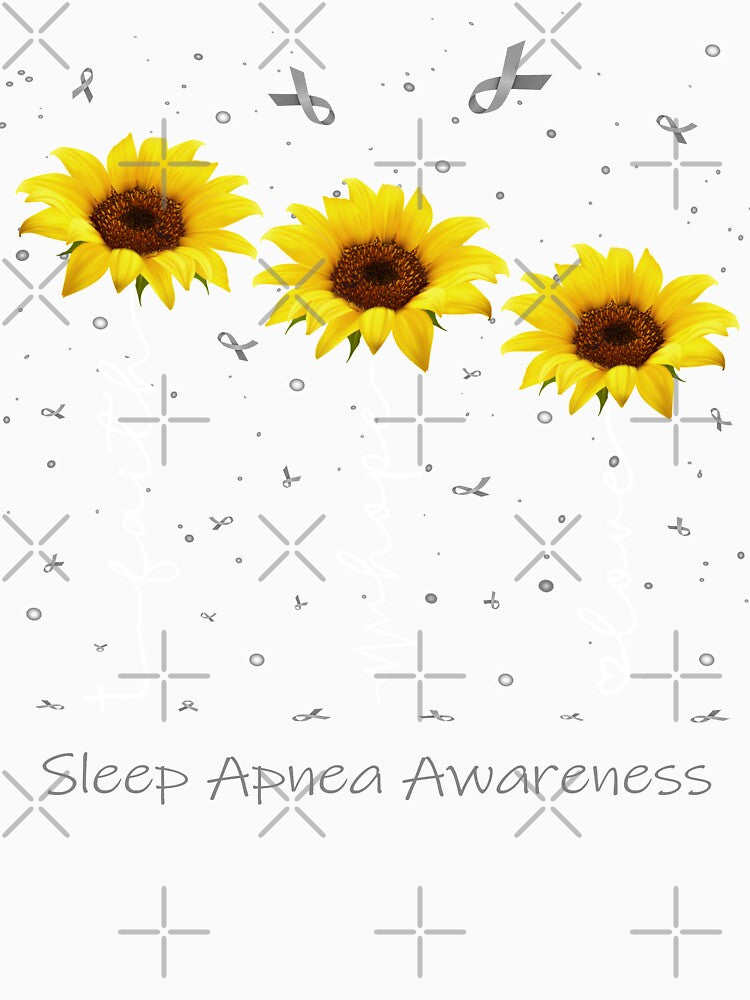 Sunflower Faith Hope Love Sleep Apnea Awareness by largellie Unisex , , , Long Sleeve Tee