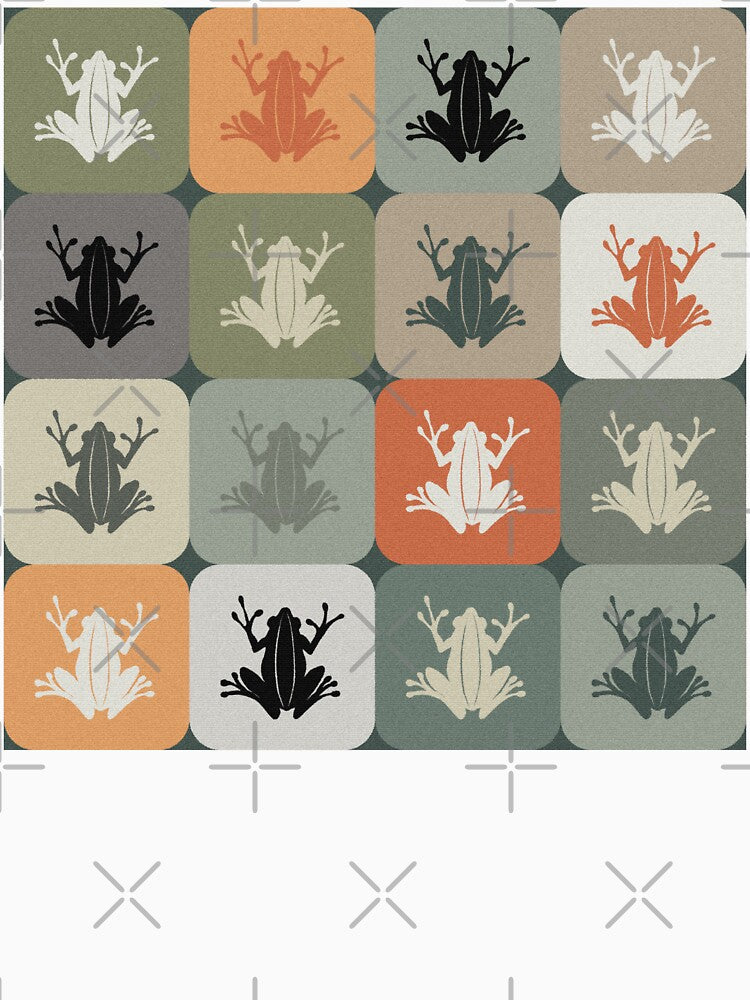 Frog Checker Pattern – Retro Earth Tones by wild.geranium.design