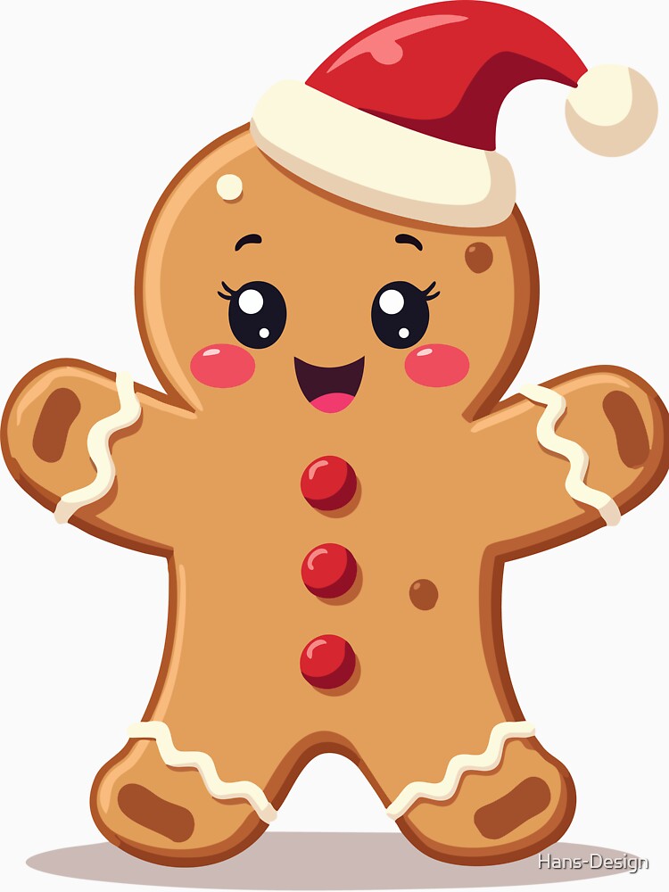 Kawaii Christmas Cookie - Sweet Gingerbread Cartoon Style by Hans-Design Unisex , , , Long Sleeve Tee