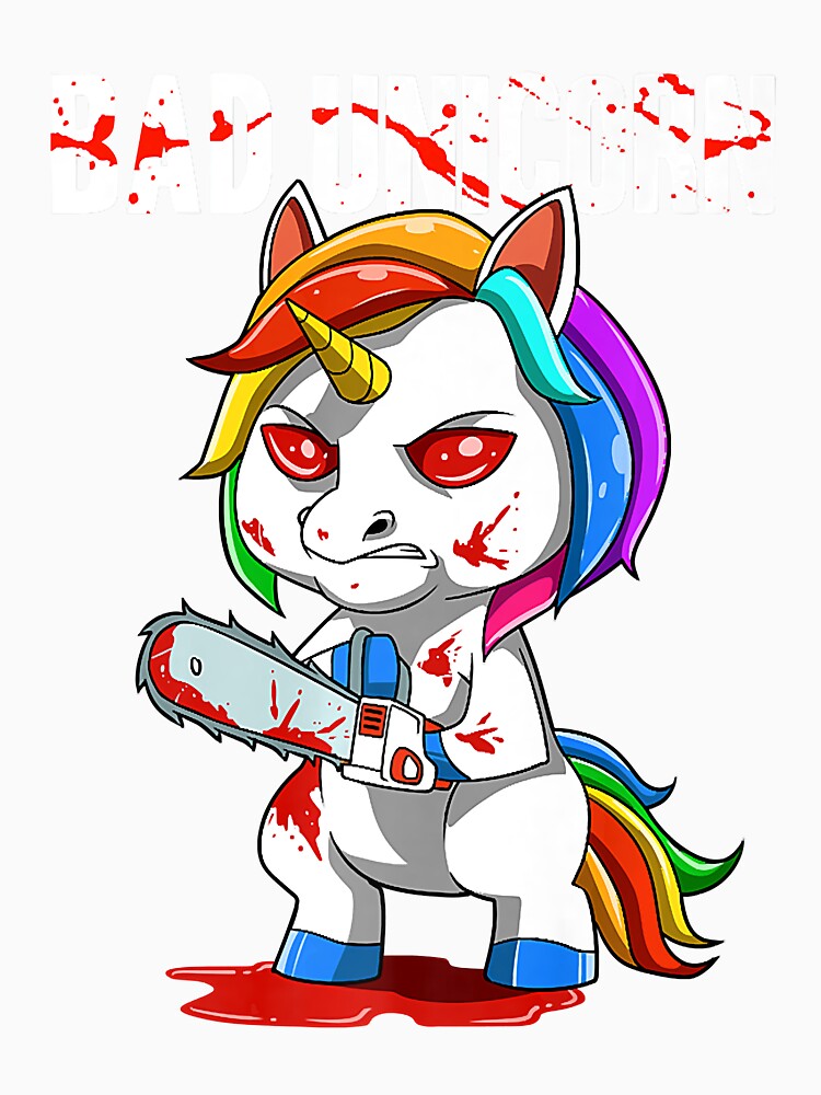 Sarcastic Unicorn Chainsaw Evil Bad Premium by OkifekaZnzit Unisex , , , Long Sleeve Tee