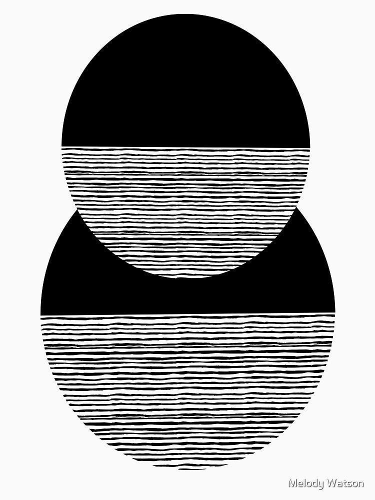 Abstract Geometric Circle Line Art - Black and White by Melody Watson