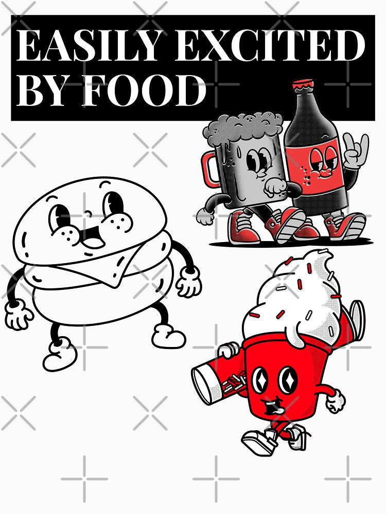 EASILY EXCITED BY FOOD by BestCoolStuff Unisex , , , Long Sleeve Tee