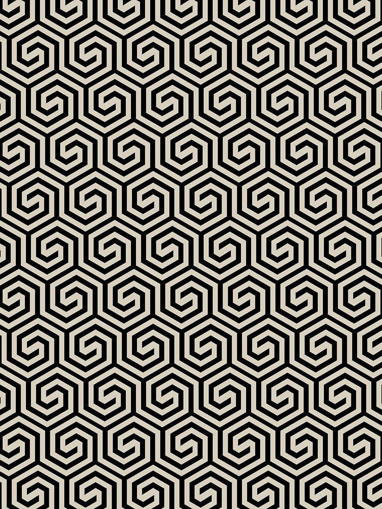 Black and Tan Spiral Tessellation Pattern Pairs DE 2022 Popular Color Doric White DET641 by ColorOfTheYears