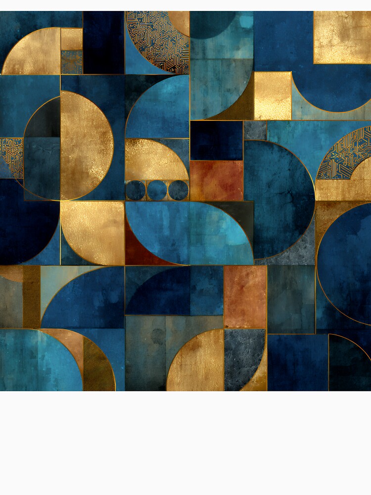 Luxury Gold & Teal Geometric Abstract – Textured Deco by EK-World
