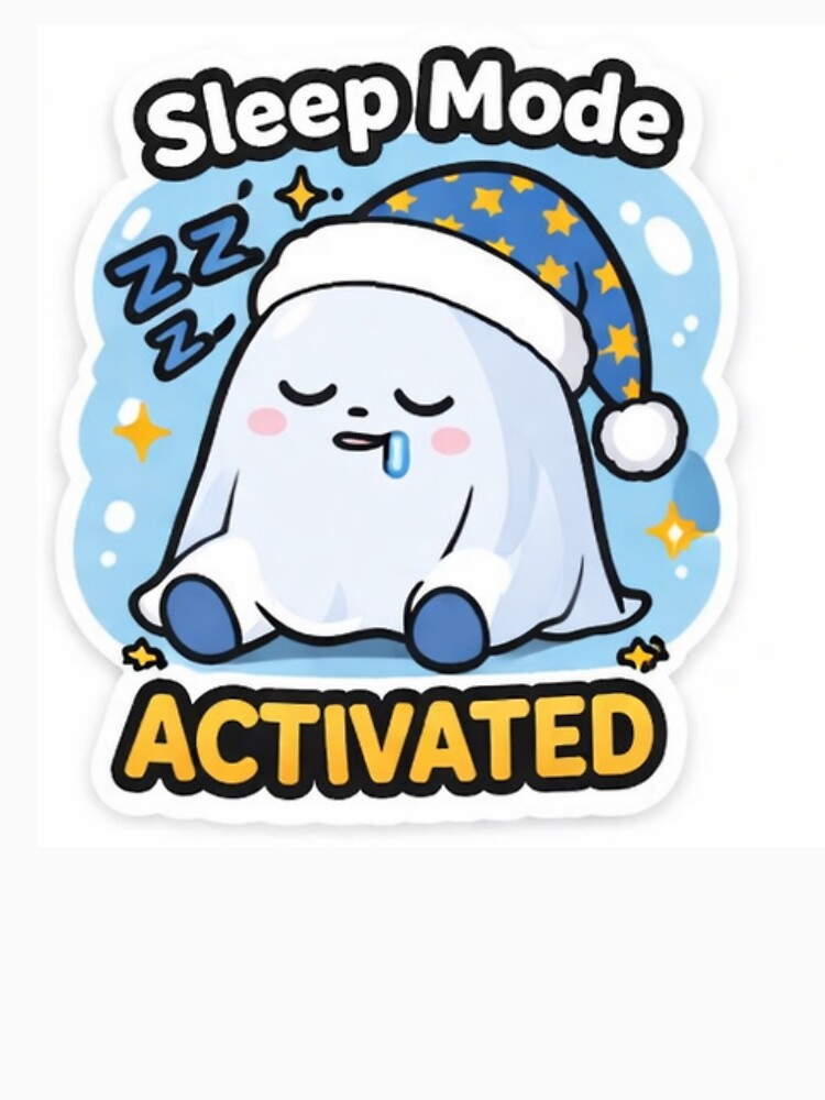 Sleep Mode Activated Cute Ghost – Funny Sleepy Aesthetic Sticker by sumodesign