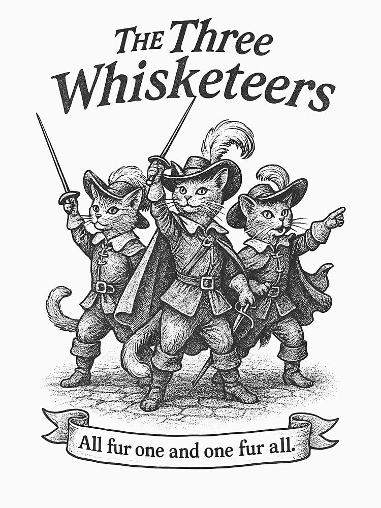 The Three Whisketeers – All Fur One and One Fur All by soycig Unisex , , , Long Sleeve Tee