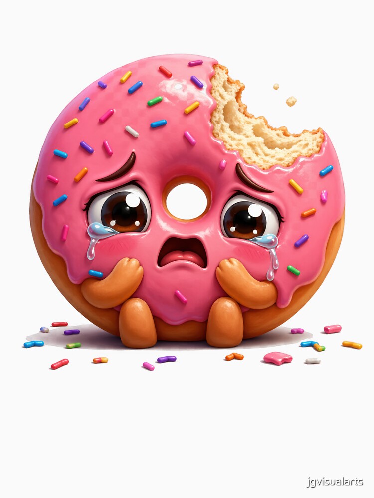 Sad Crying Pink Donut with Sprinkles by jgvisualarts Unisex , , , Long Sleeve Tee