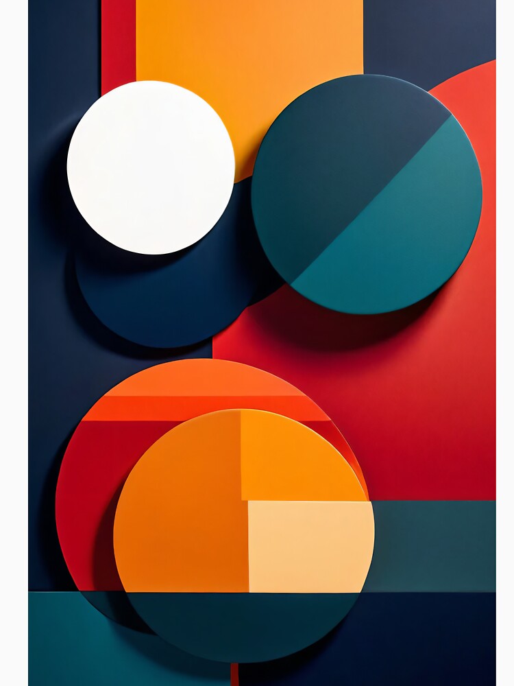 Modern Geometric Circles and Blocks in Red Orange Teal and Navy with Minimal Layered Design by Mimoshi ⭐⭐⭐⭐⭐