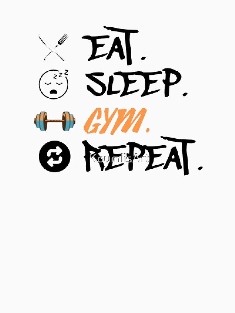 Eat Sleep Gym Repeat by KoumlisArt Unisex , , , Long Sleeve Tee