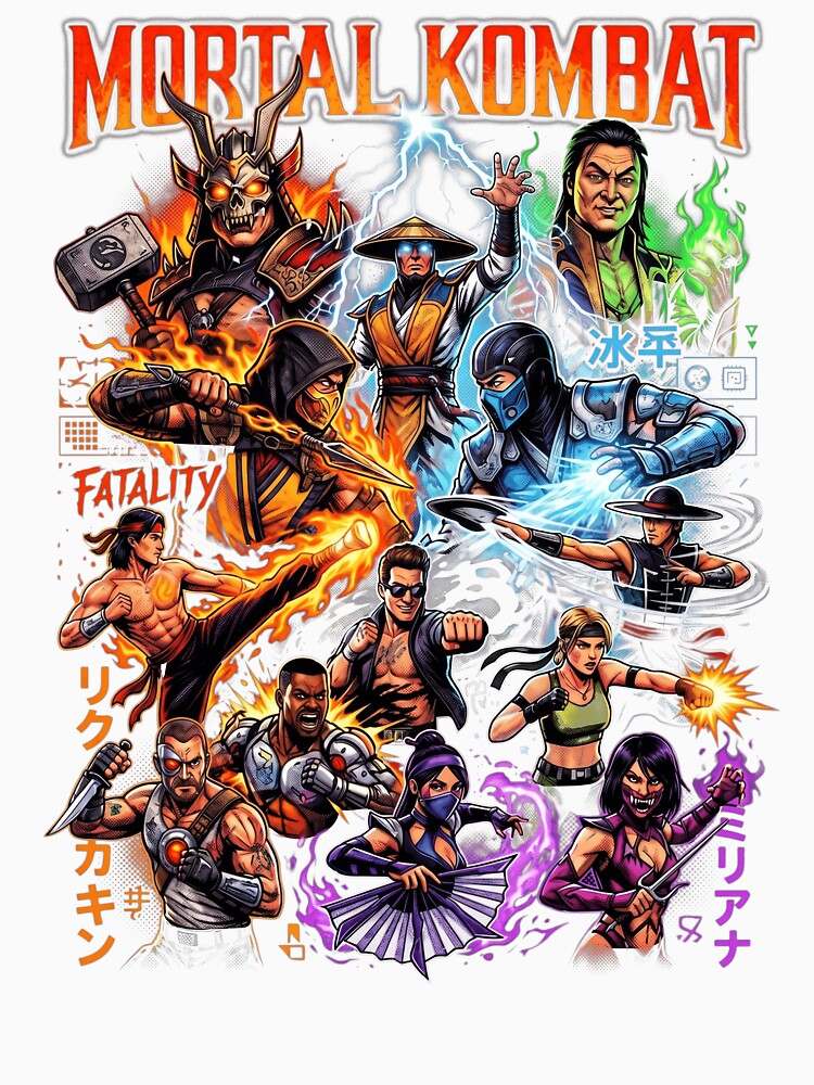 Mortal Kombat Fatality Retro Arcade Fighting Game Character by jinajinawoodood Unisex , , , Long Sleeve Tee