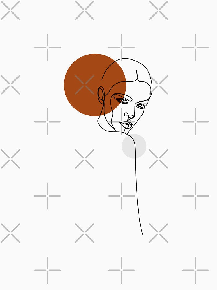 Elegant minimal abstract woman face boho line art by OneLinePrint