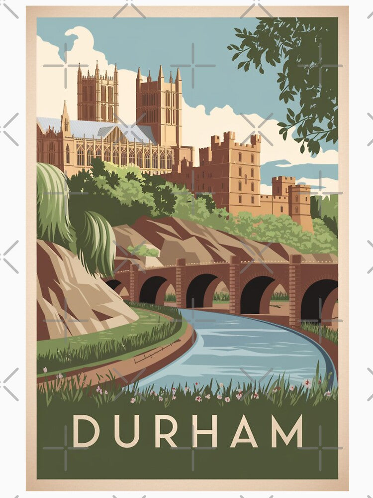 Durham Vintage Travel Poster by TravelerRat Unisex , , , Long Sleeve Tee