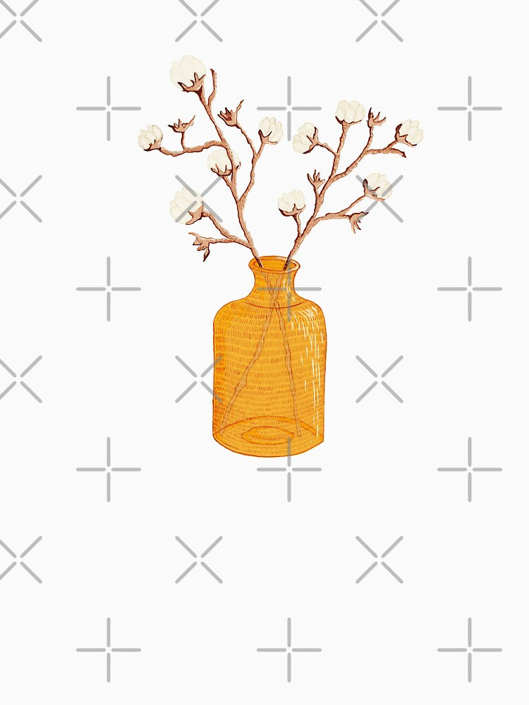 Still life - Cotton branches in a ochre vase by Printables Passions Unisex , , , Long Sleeve Tee