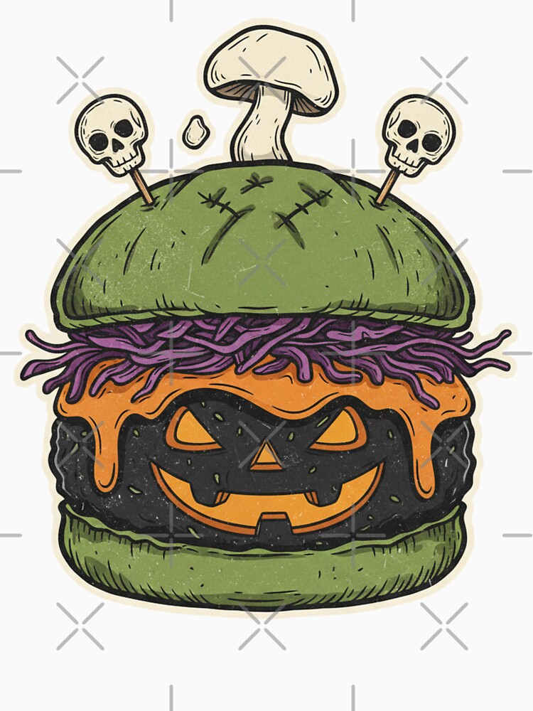 Halloween Burger Vintage- Extra Rotten by Too Kool Designing Unisex , , , Long Sleeve Tee