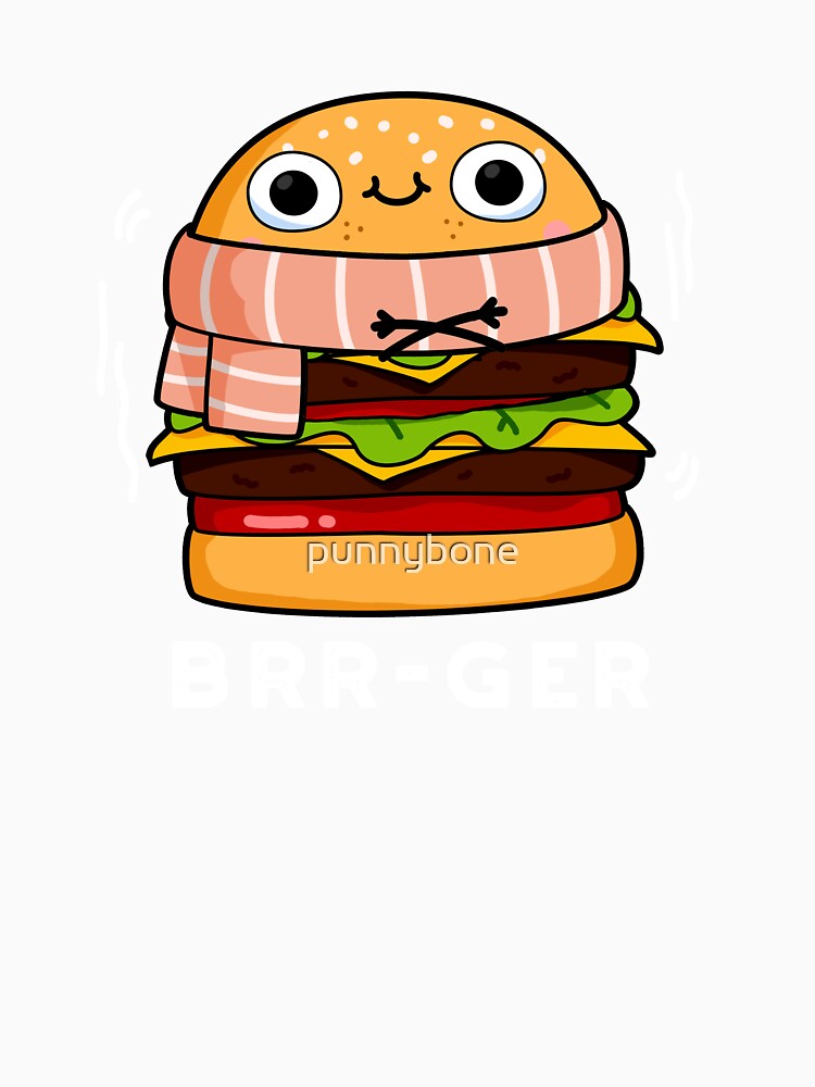 Brr-ger Funny Burger Puns (Dark BG) by punnybone Unisex , , , Long Sleeve Tee