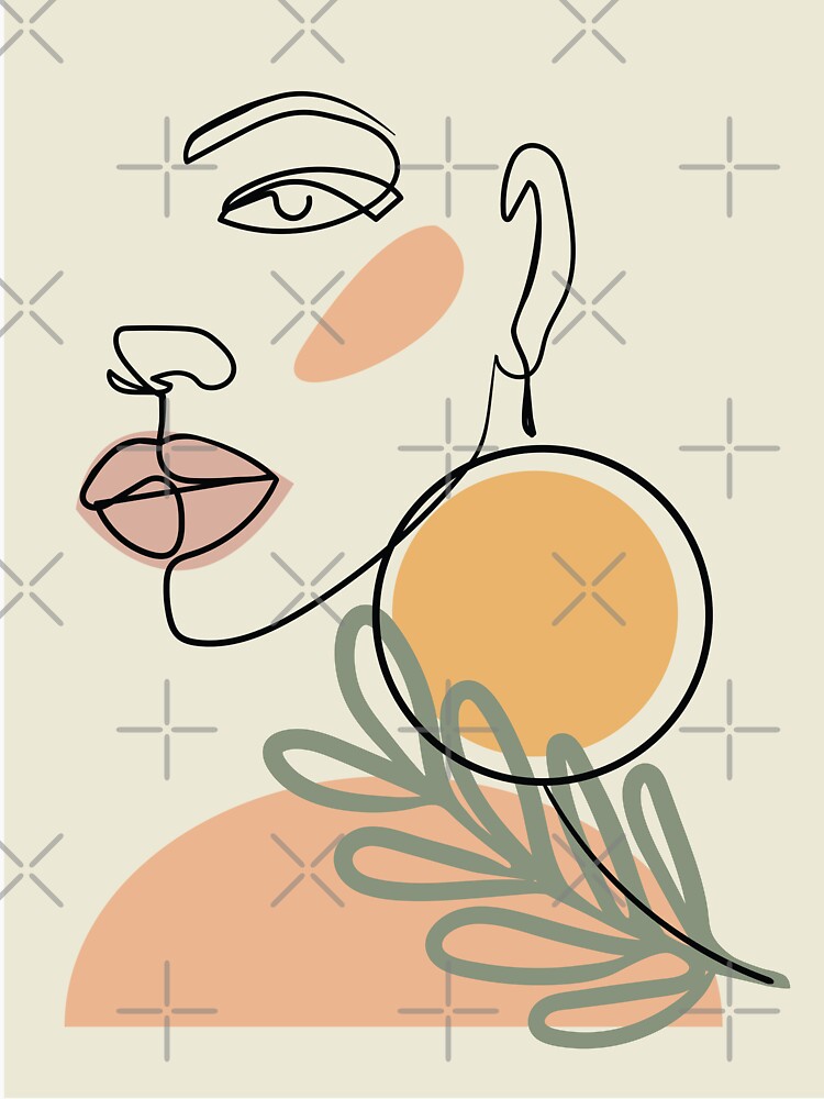 Beautiful  Womans Face, Line Art Drawing by Ireneart369