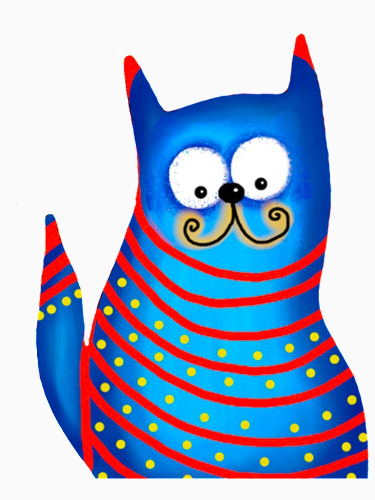 Funny Modern Colorful Blue Cat Long Sleeve by AmylahP Unisex , , , Long Sleeve Tee