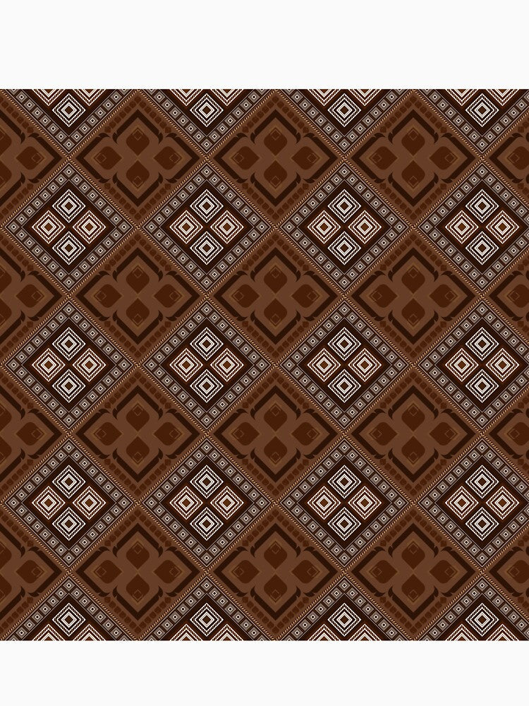 This bohemian repeat print blends soft floral elements with a neutral palette pattern in rich brown by zephstudoartist