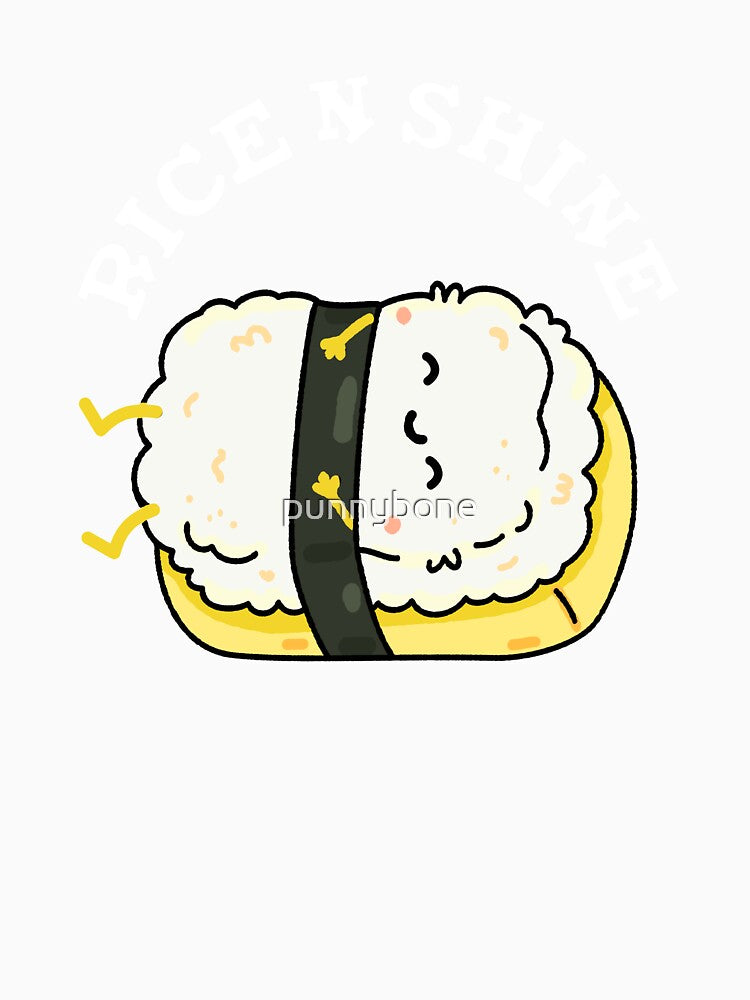 Rise And Shine Funny Sushi Pun (Dark BG) by punnybone Unisex , , , Long Sleeve Tee