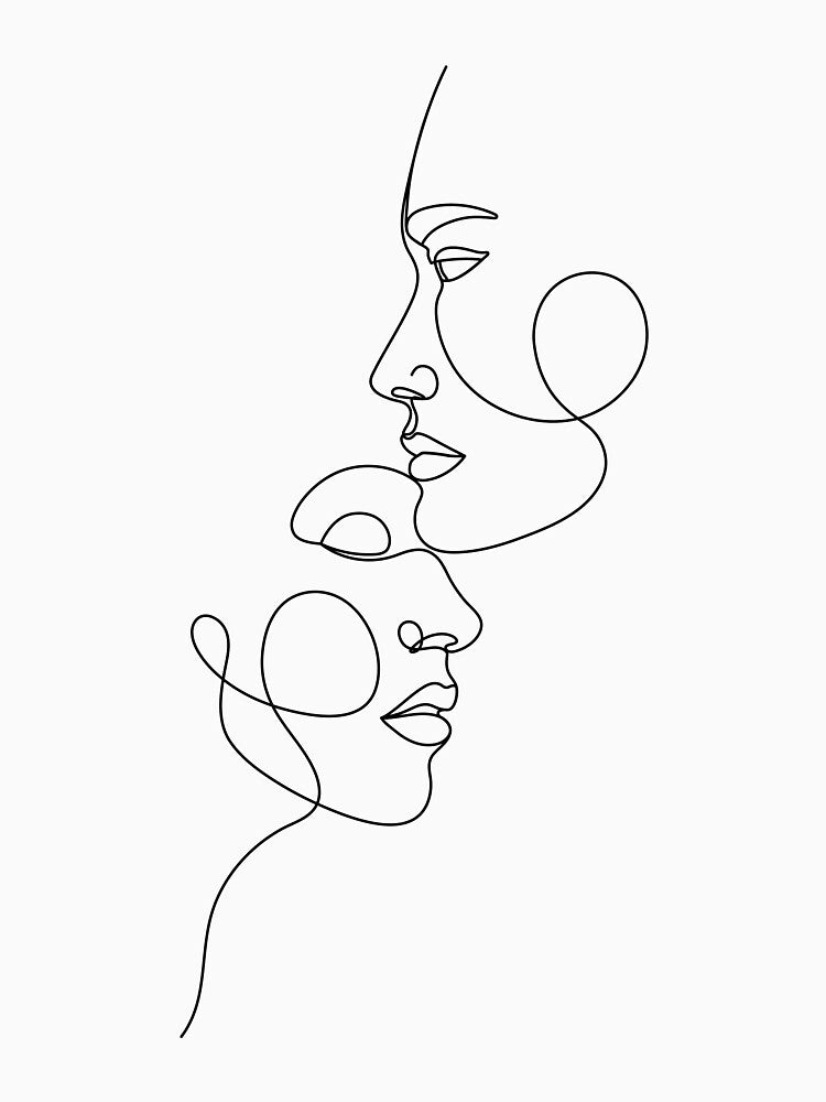 Black One Line Drawing - Loving Couple by altandesign