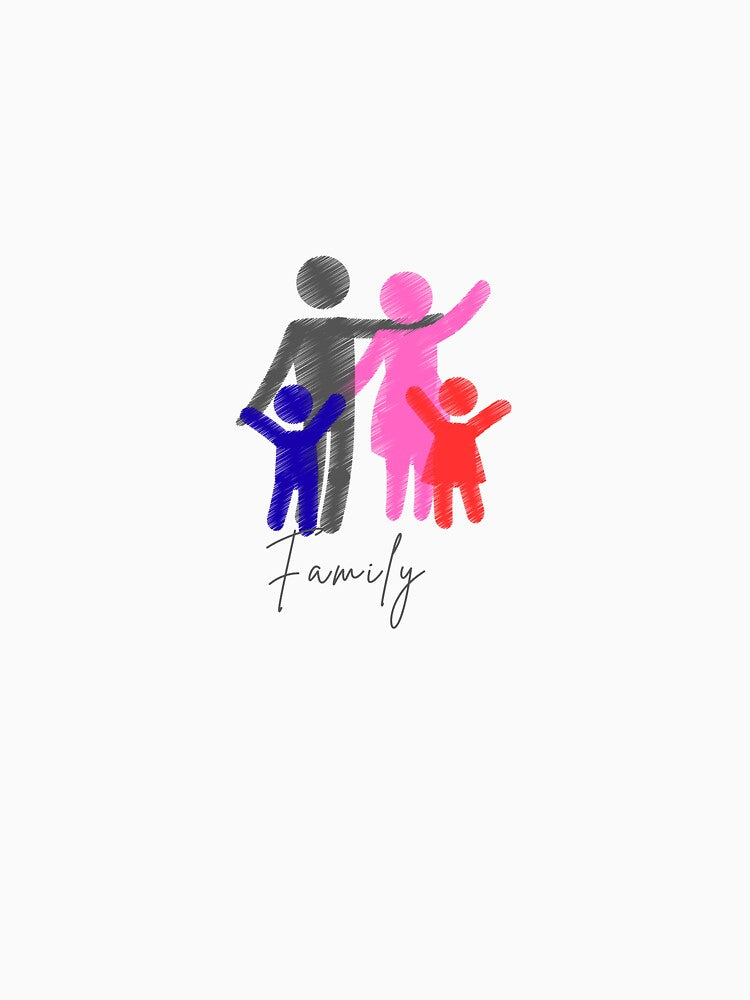 Minimalist Family Line Art | Parents & Two Kids Illustration by gluxdesing