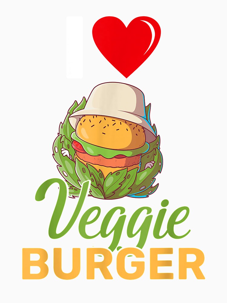 I Love Veggie Burger Restaurant Fries Ketchup Bun Burger by ninapfvu Unisex , , , Long Sleeve Tee