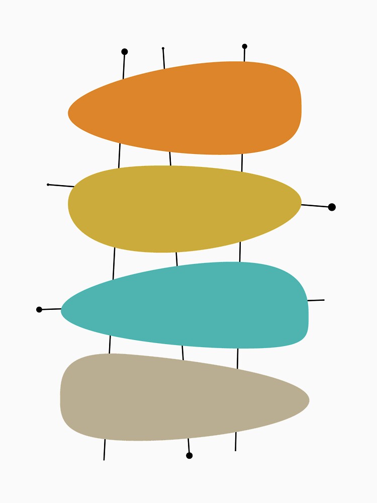 Geometric Mid Century Teardrops and Lines by Orchard Berry