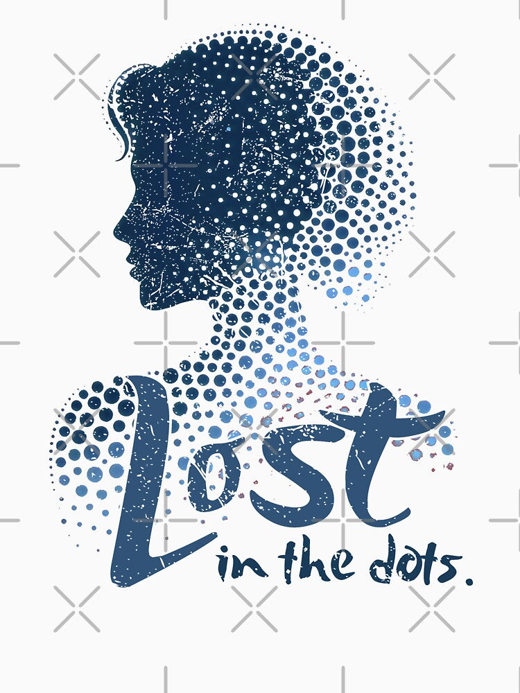 Lost in the dots: Woman's Profile Surrounded by Blue Dots by SplashTastic