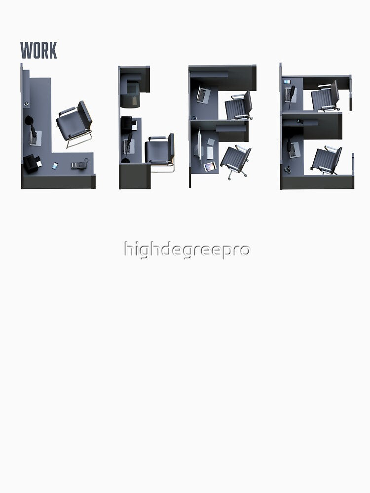 Work life spelled with office cubicles - Funny Pun by highdegreepro Unisex , , , Long Sleeve Tee