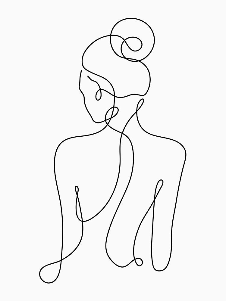 Black One Line Drawing - Woman Back Pose by altandesign