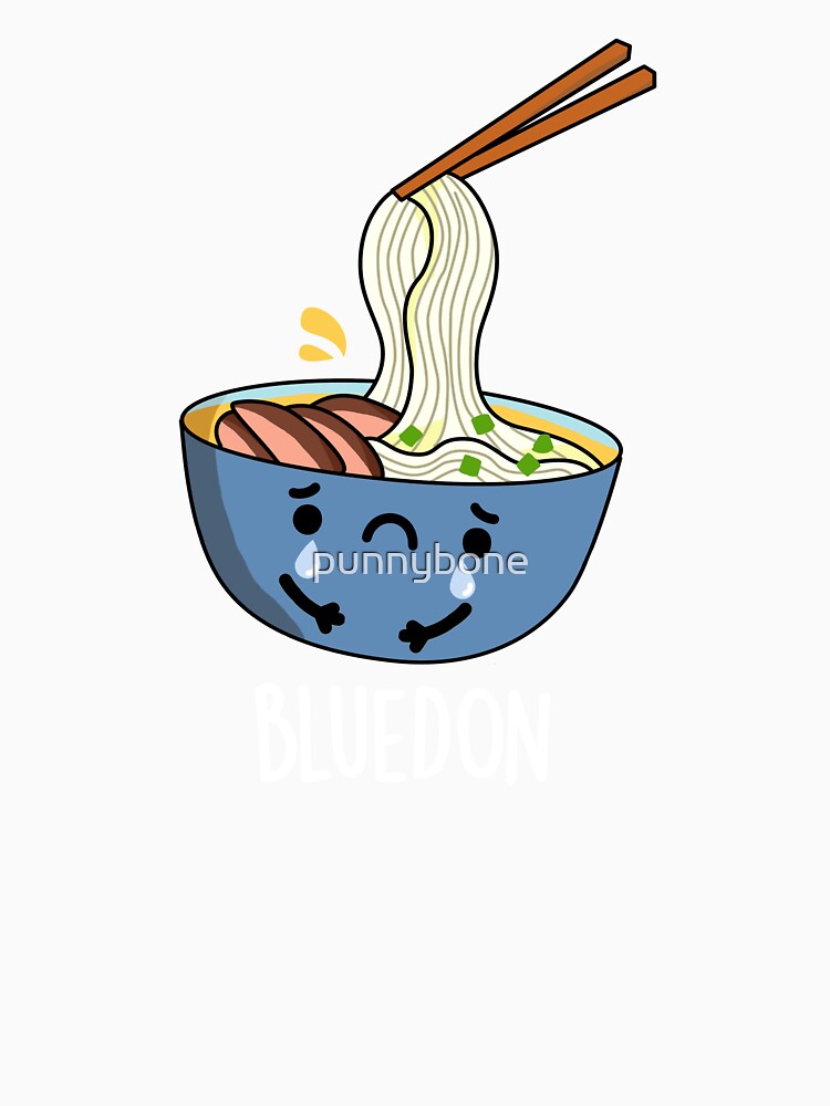 Blue-don Funny Udon Pun (Dark BG) by punnybone Unisex , , , Long Sleeve Tee