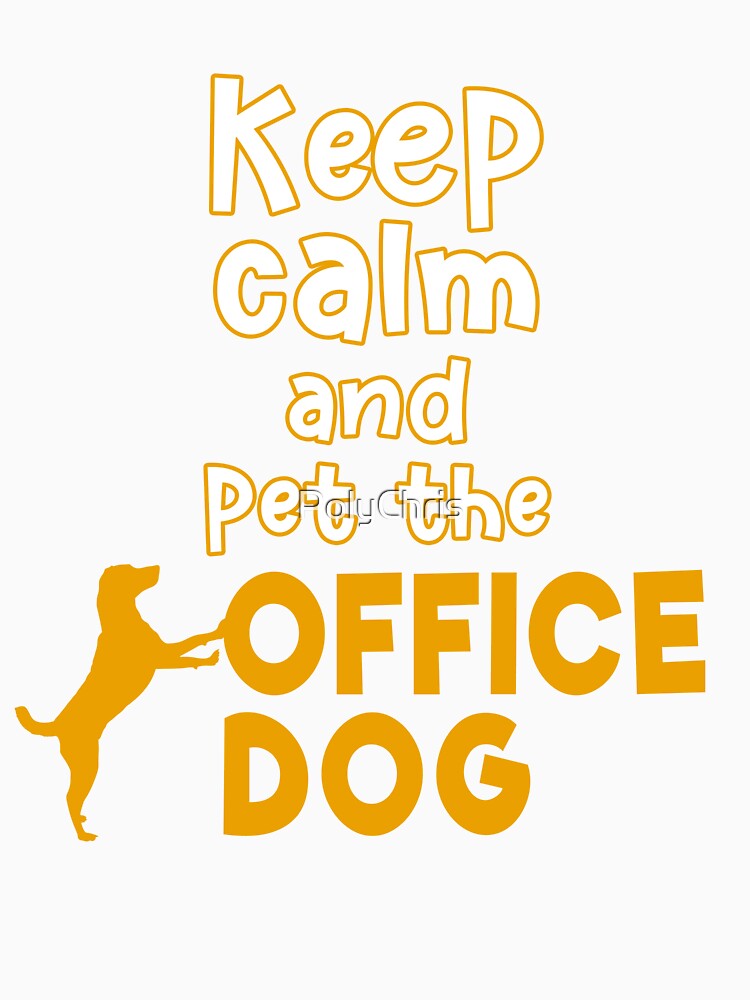 Keep calm and pet the office dog saying by Carl's Clothing Unisex , , , Long Sleeve Tee