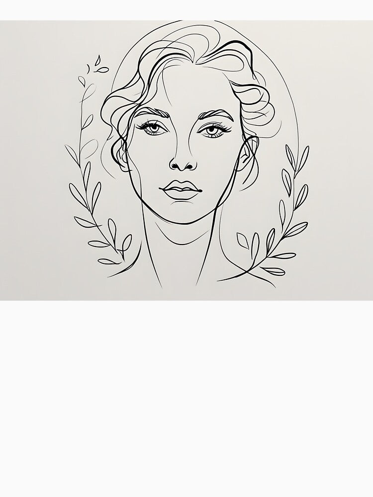 Minimalist Matisse Woman Line Art Portrait by CJShopZone