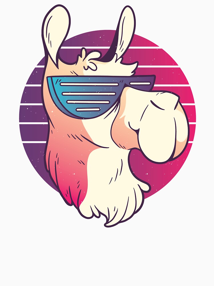 Cool Llama With Sunglasses - 80s 90s Retro Nostalgia by AaaleXX Unisex , , , Long Sleeve Tee