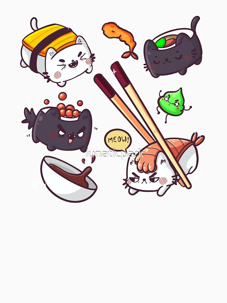 Sushi cats by lunaticpark Unisex , , , Long Sleeve Tee