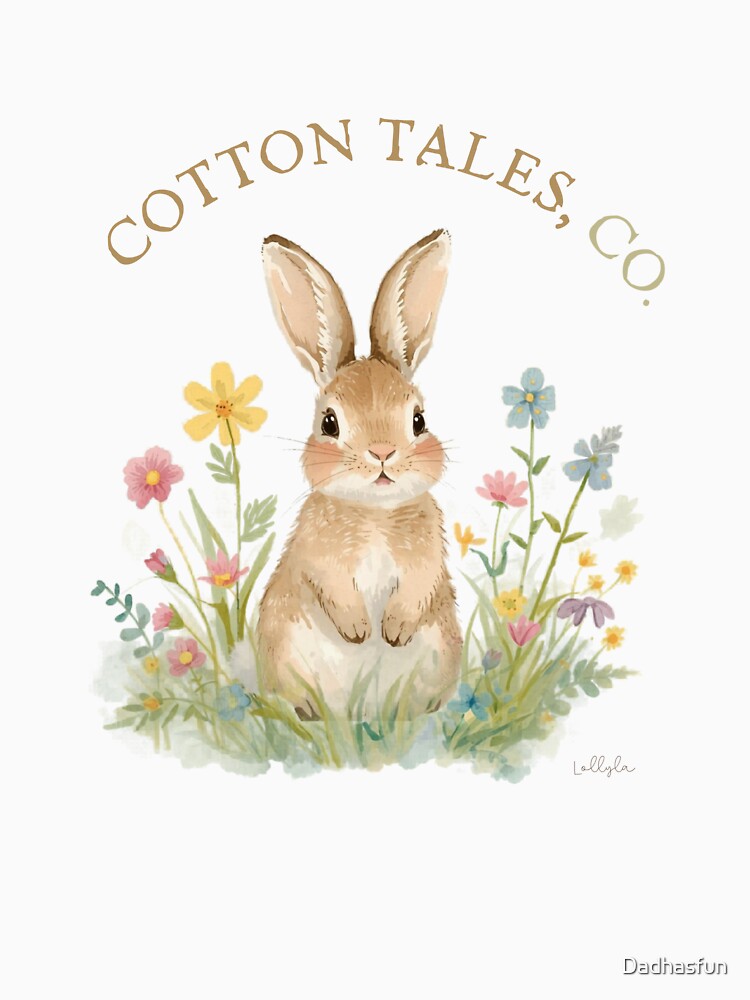 Cotton Tales Bunny Spring Time Design by Dadhasfun Unisex , , , Long Sleeve Tee