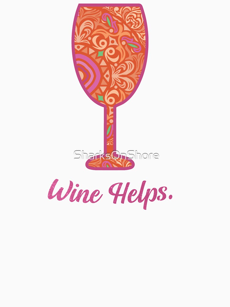 Wine Helps Wine Glass Mandala by SharksOnShore Unisex , , , Long Sleeve Tee