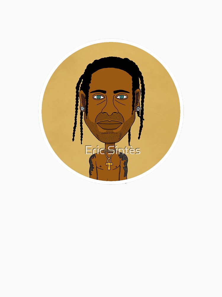 Cool Cartoon Black Guy with Dreads, Green Eyes and Gold Ankh Chain. Circle Edition. by Eric Sintès