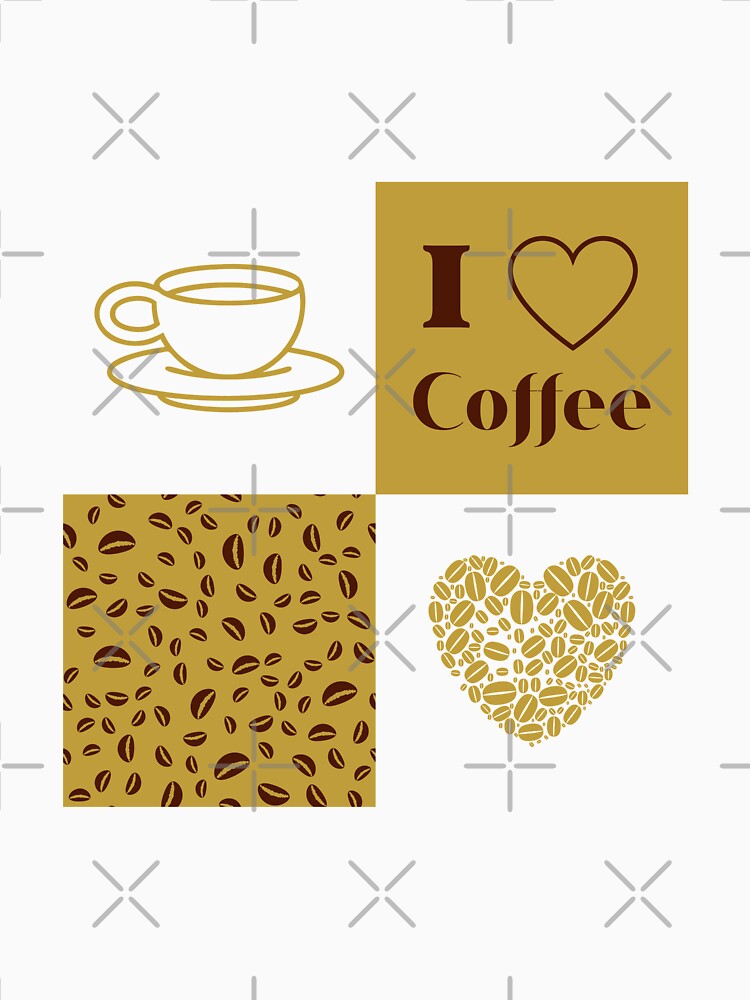 I love Coffee Grid Pattern by trendingatees Unisex , , , Long Sleeve Tee