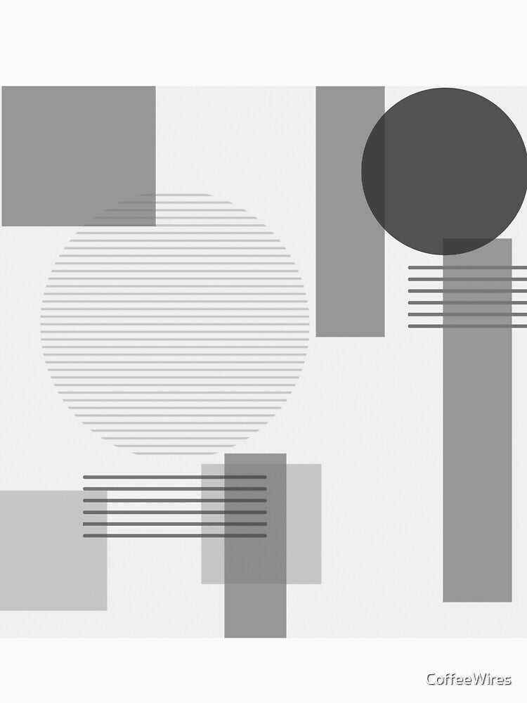 Black and White Tones Squares and Circles, Greyscale by CoffeeWires