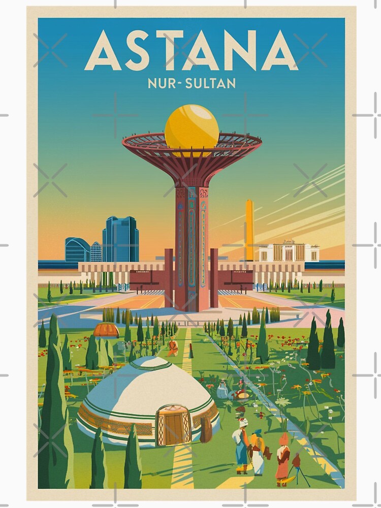 Astana Vintage Travel Poster by TravelerRat Unisex , , , Long Sleeve Tee
