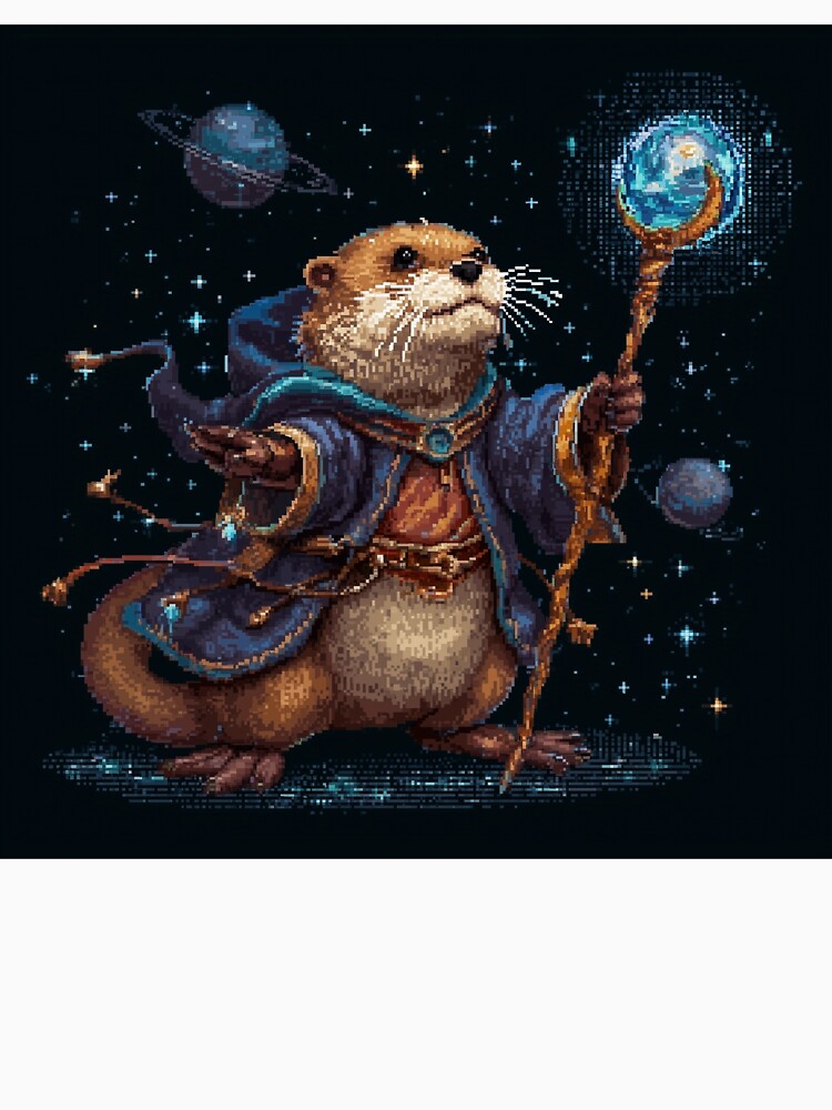 Otter Wizard Pixel Art by Kaos-Bit Unisex , , , Long Sleeve Tee